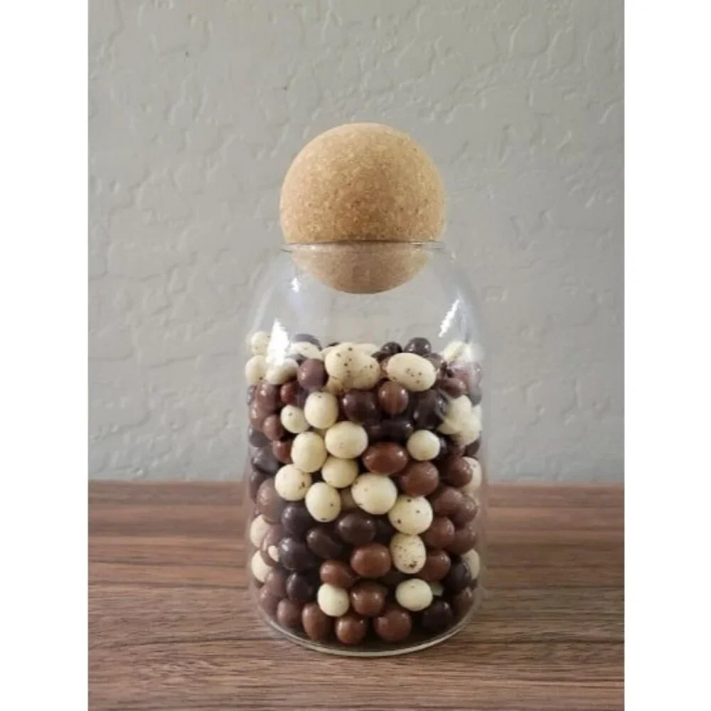 750ML/25Oz Glass Storage Container with Ball Cork, Cute Decorative Organizer